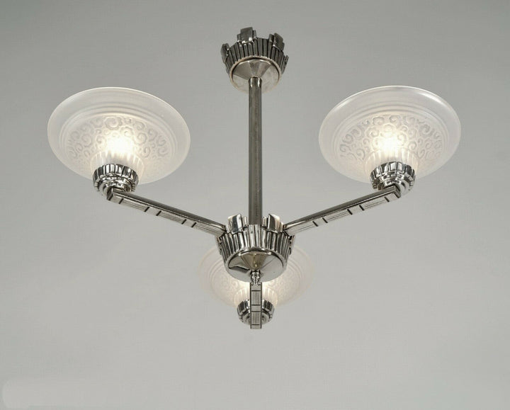 MULLER FRERES : FRENCH 1930 ART DECO CHANDELIER ..............