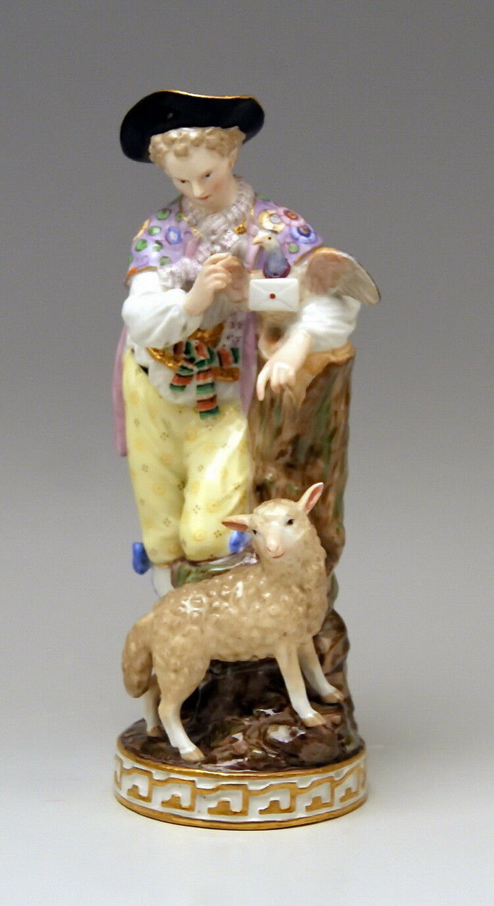 マイセン人形(MEISSEN)「子羊を連れた羊飼いとラブレター」