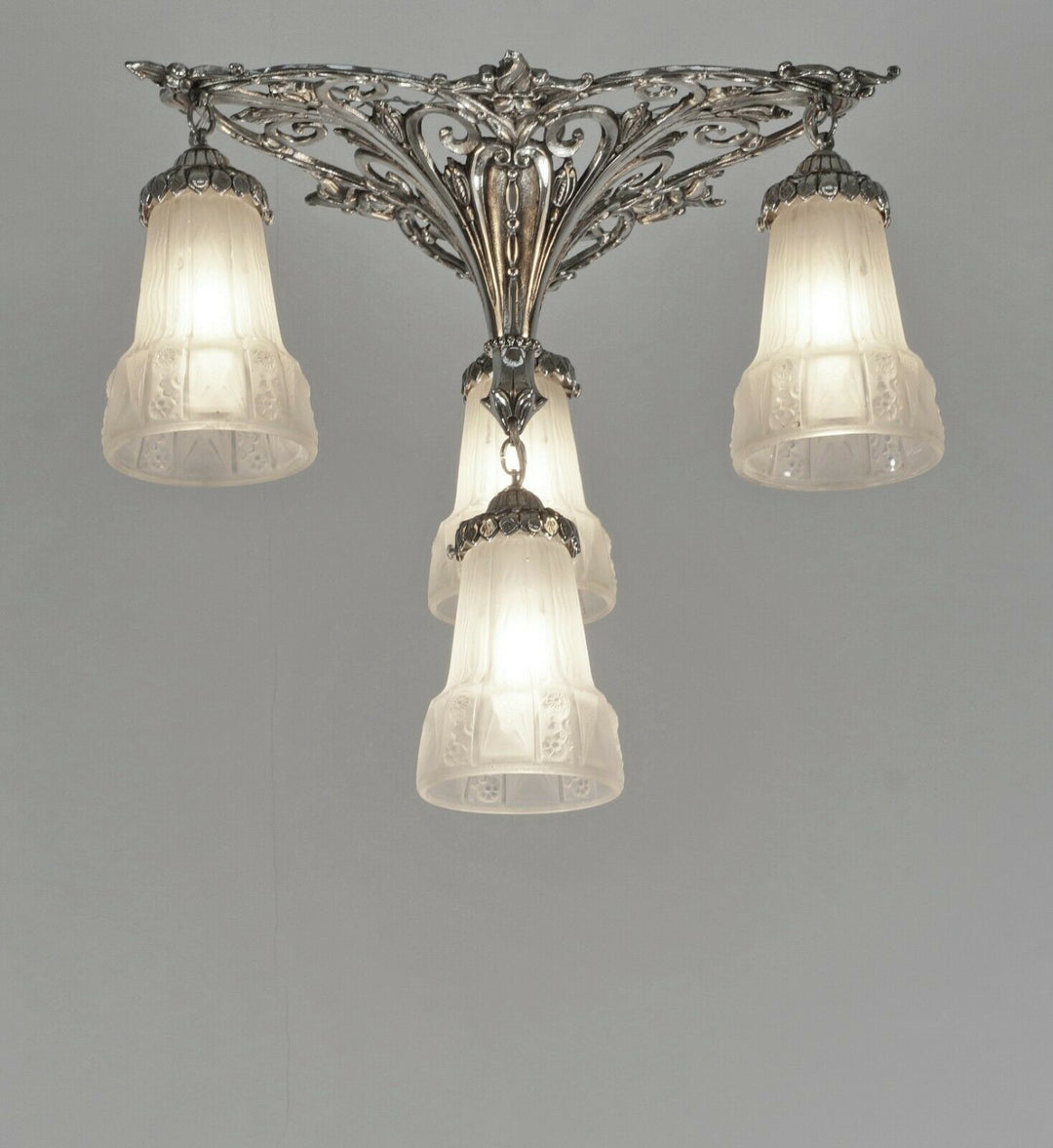 PETITOT & MULLER : FRENCH 1930 ART DECO FLUSH MOUNT .. chandelier lamp pendant