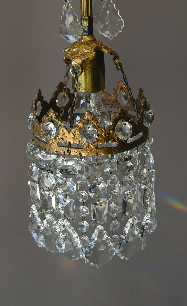 Shabby Chic Vintage Crystal Chandelier in Antique French Style, Home Lighting