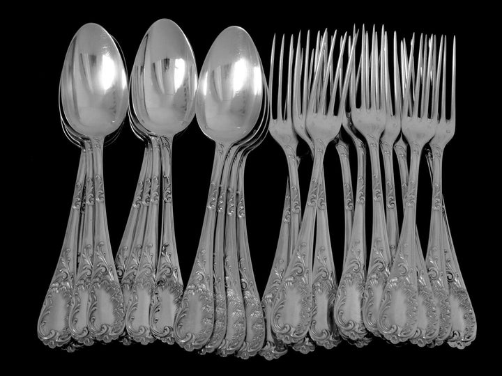 Puiforcat Fabulous French Sterling Silver Flatware Set 60 pc Rococo w/boxes
