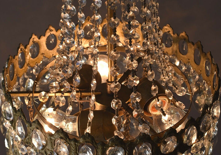 Two Antique Vintage Crystal Chandeliers, Ceiling Lighting, pendants, Home Lamps