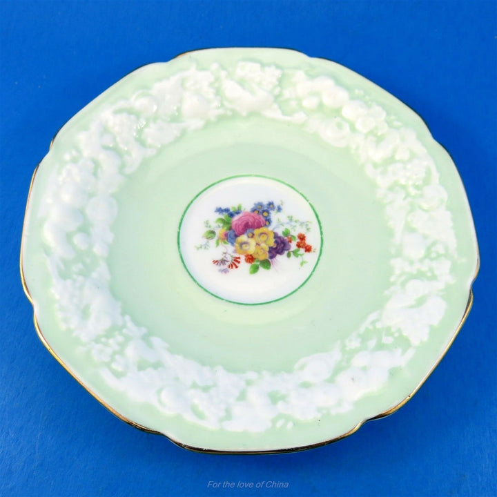 パラゴン　オールドエンボス　ライトグリーン＆フローラル　カップ&ソーサー