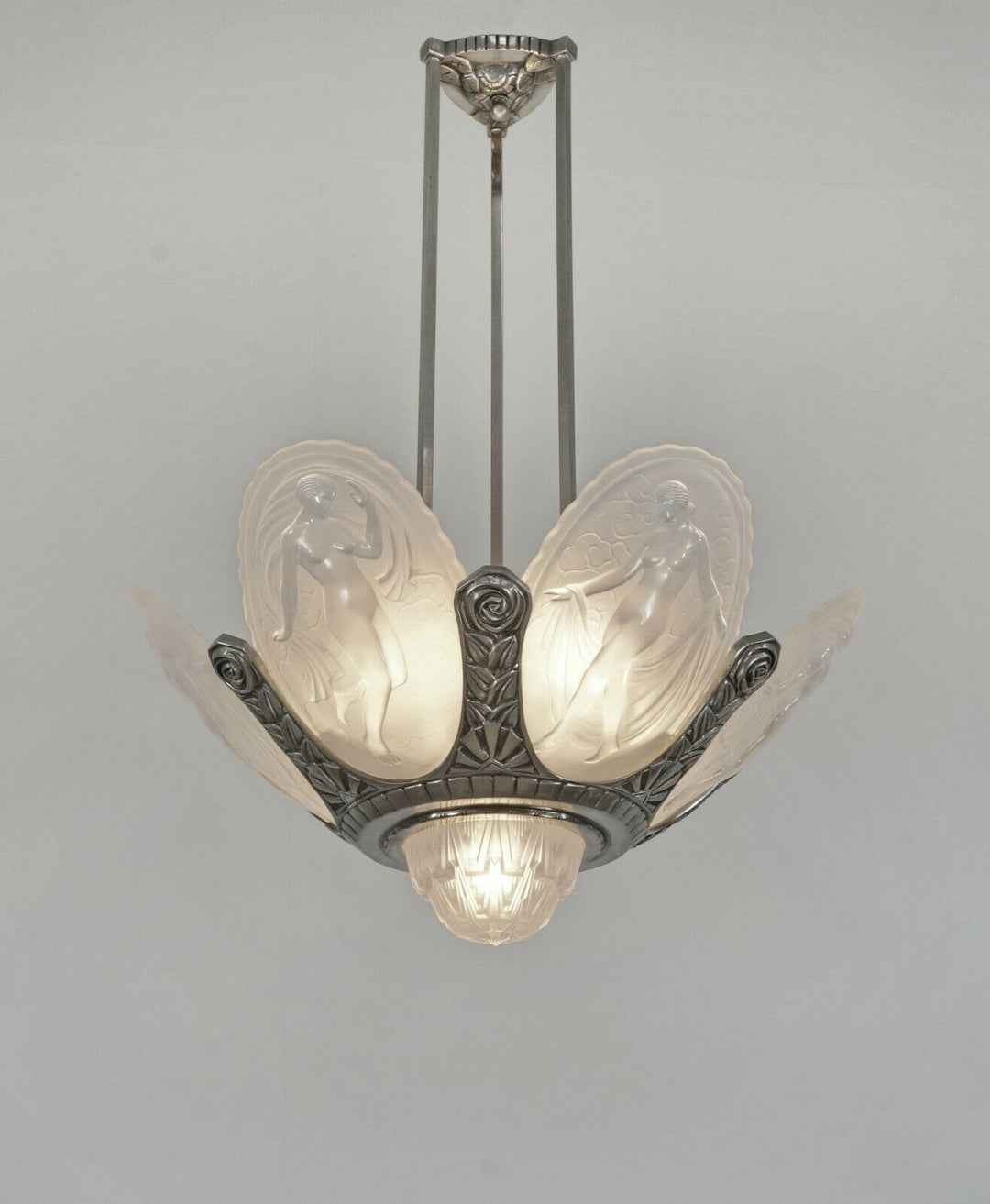 MULLER FRÈRES : French 1930 art deco chandelier ............... degué era France