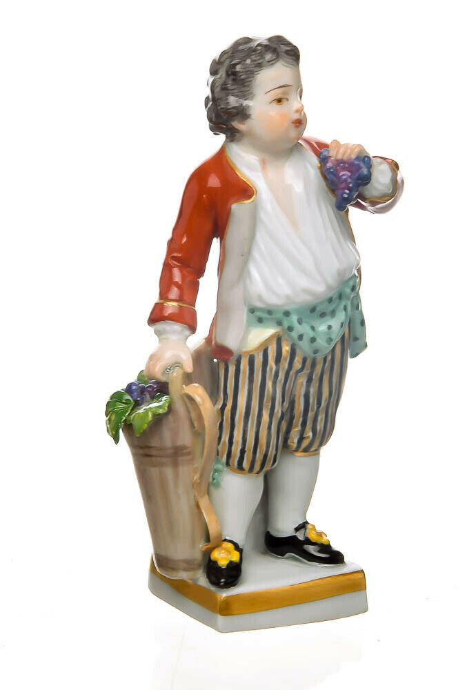 マイセン人形　パニエを持つ庭師の子供　V. アシエ作　ガーデニング・チャイルド　一級品　1910年　希少品