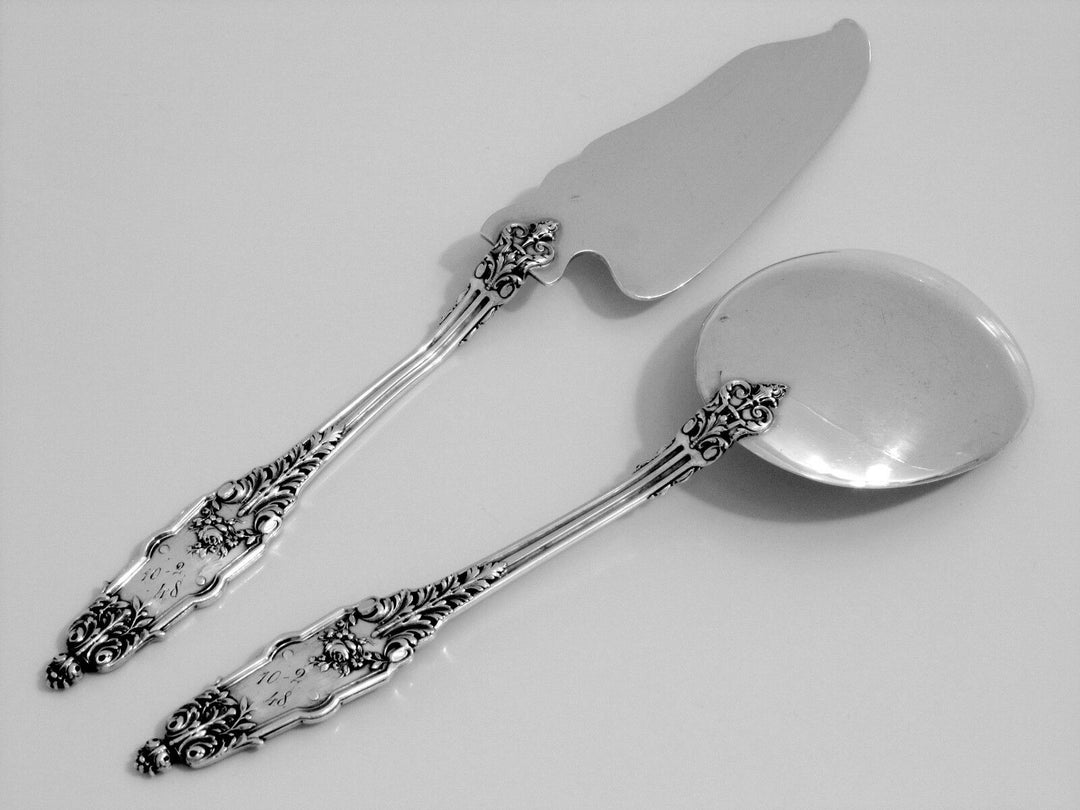 Puiforcat Fabulous French All Sterling Silver Ice Cream Set 2 pc Acanthus