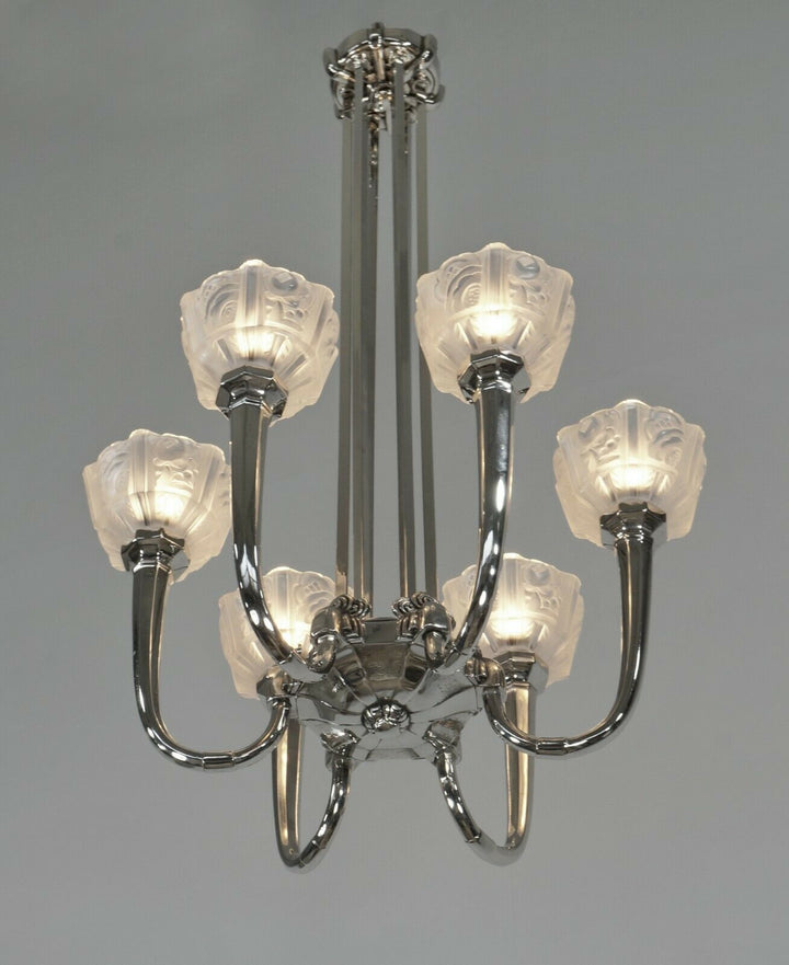 GM BORETTI : FRENCH 1930 ART DECO CHANDELIER . lamp muller degue daum era France