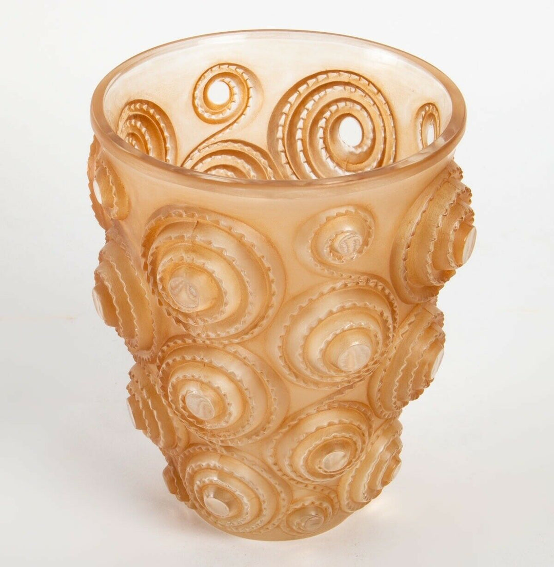 Vase Spirales Verre Patine Sépia René Lalique R.Lalique Sepia Stained Glass