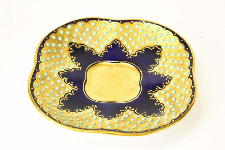 コールポート(Coalport)　ティーカップ＆ソーサー　ゴールド・ターコイズ