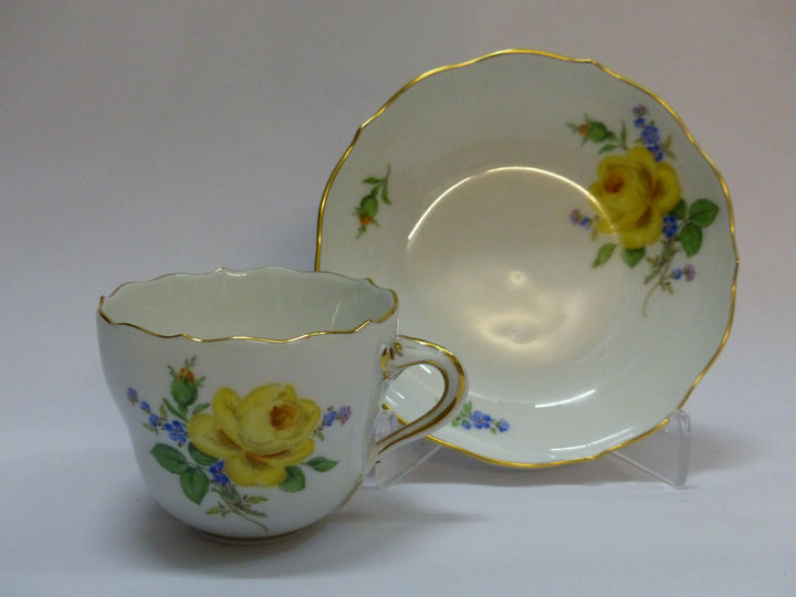 マイセン(Meissen)　カップ＆ソーサーセット　イエローローズ・勿忘草　1級品