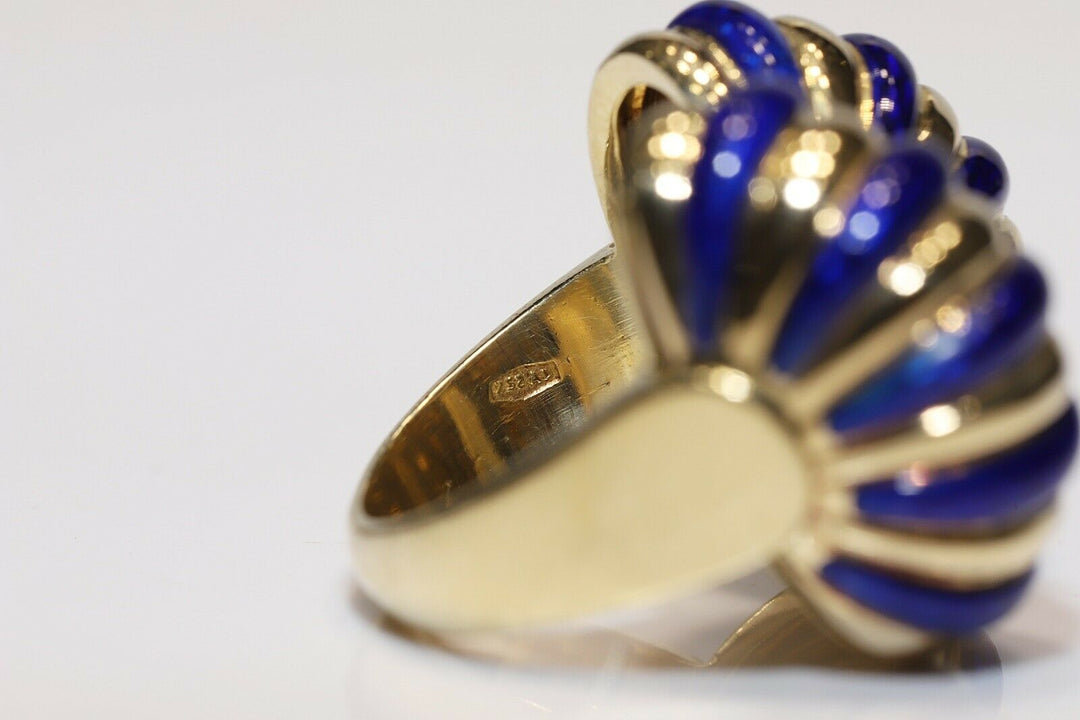 アンティーク 18K ナチュラルダイヤモンドとエナメルのリング
