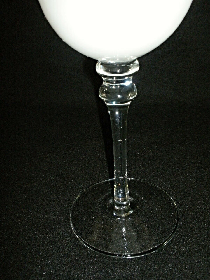 Rare Antique BACCARAT Clear & Opaline Crystal Chalice w/ Gold Hand Paintings