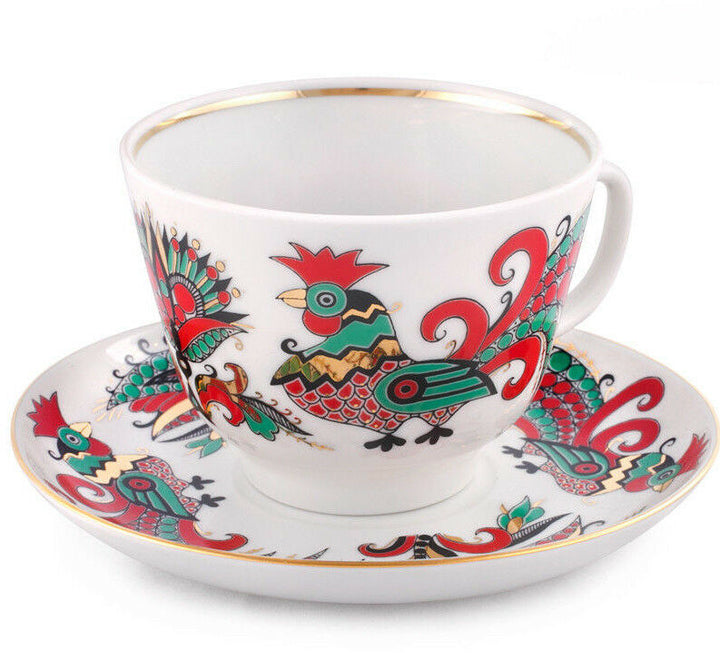 インペリアルポーセリン ティーカップ＆ソーサー  ロモノーソフ 鶏柄