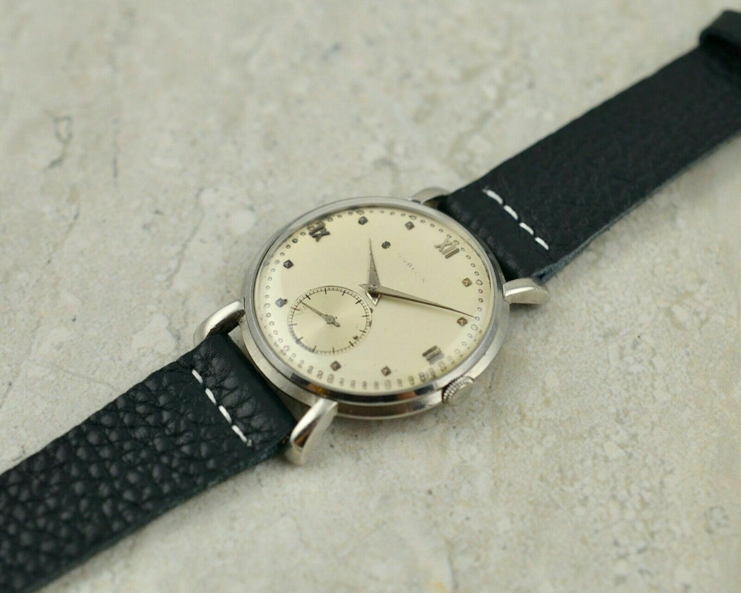 Vintage C.1948 IWC Schaffhausen Jumbo Calatrava Gübelin dial cal. 88 in steel