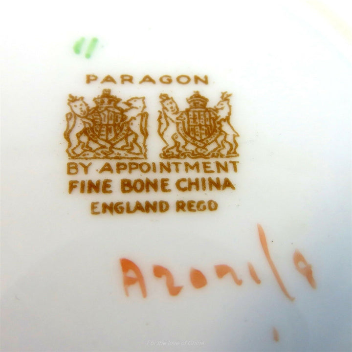 パラゴン　グレーのボーダーとピンクとブルーのコーンフラワー　カップ&ソーサー