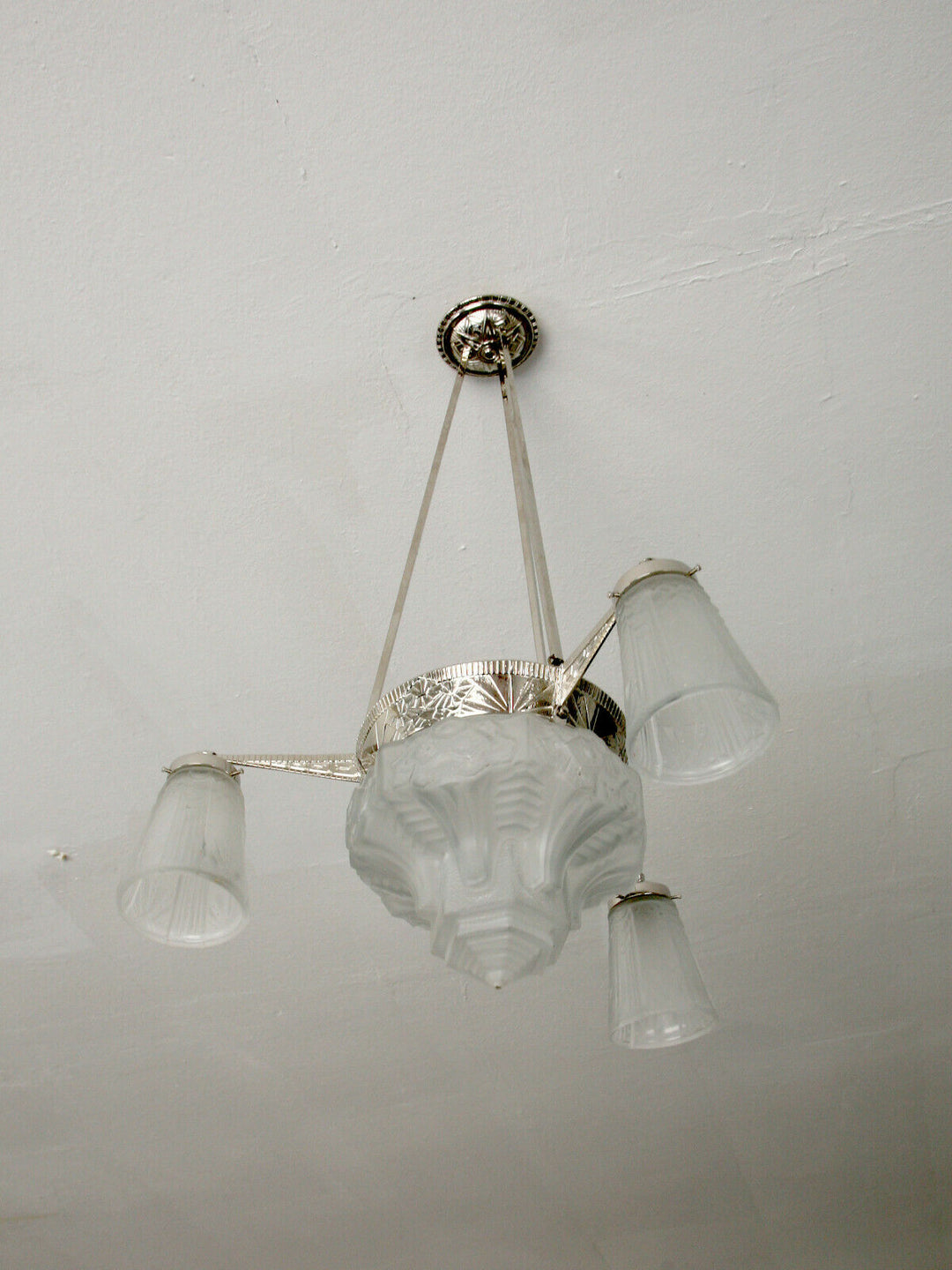 original Muller Freres Art Deco Leuchter in perfektem Zustand, signiert