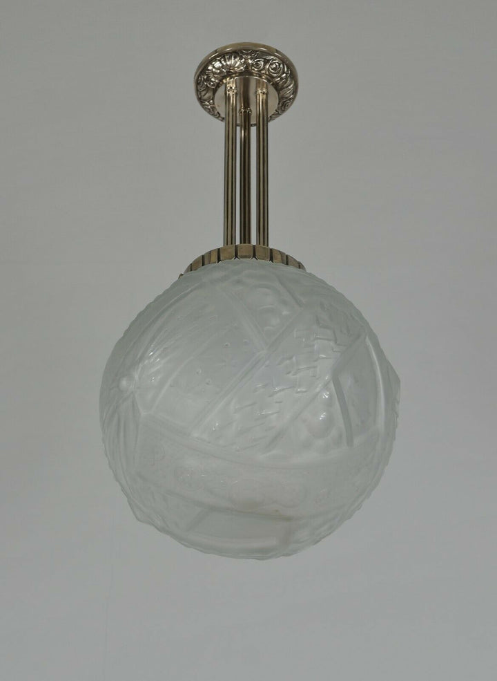 MULLER FRERES : 1930 FRENCH ART DECO PENDANT .. lamp chandelier France degué era