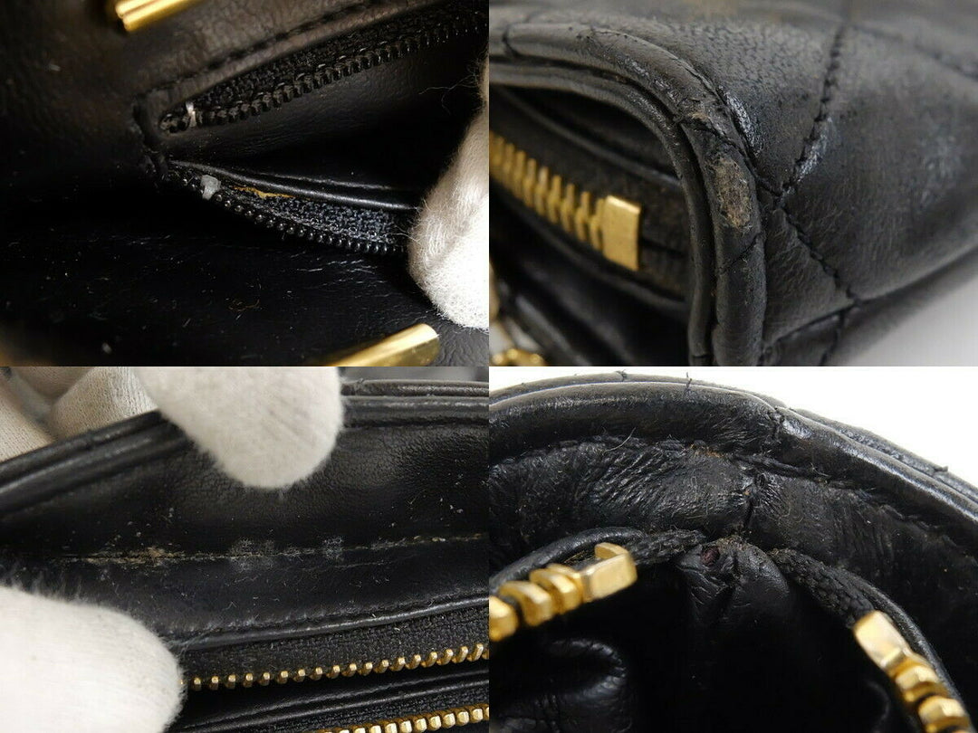 AUTH CHANEL BLACK CLASSIC LAMBSKIN TOTE SHOULDER BAG