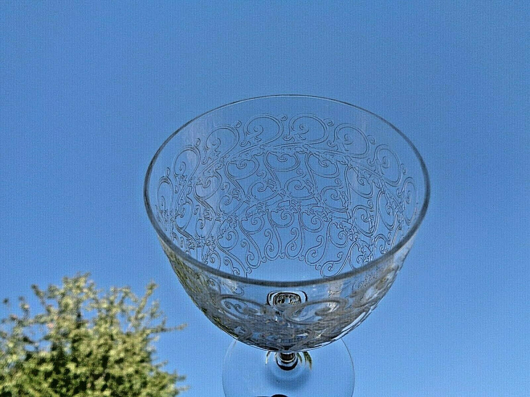BACCARAT ROHAN COMBOURG WINE WATE GLASSES VERRE A EAU VIN CRISTAL GRAVÉ ART DECO