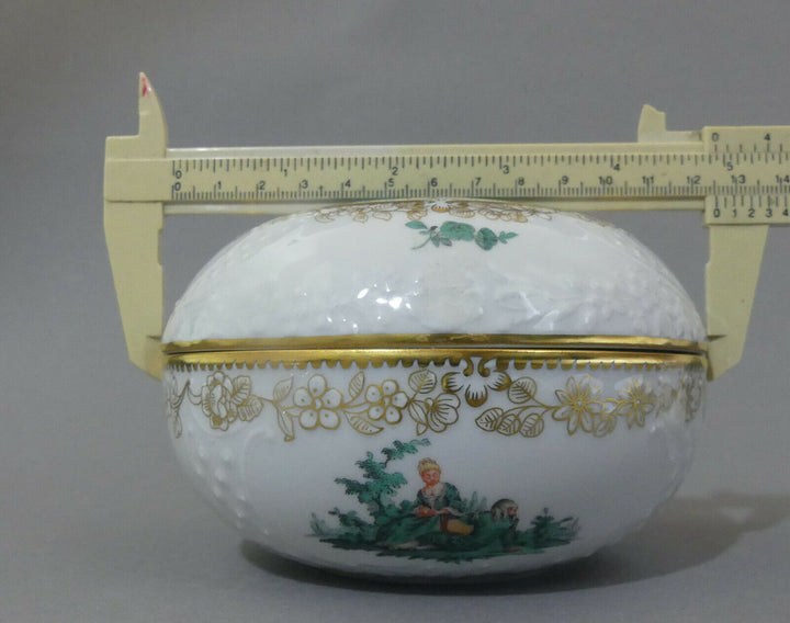 ⚔ Meissen Dose galante Szenen kupfergün Watteau 1.Wahl ø 12,5 cm - NP 7.490,-€