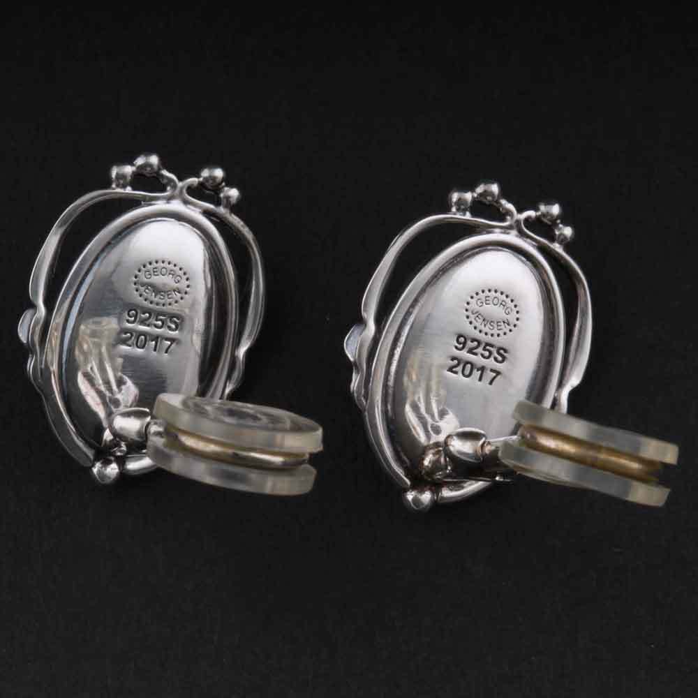 GEORG JENSEN Sterling Ear Clips Of The Year 2017 with Smokey Quartz. VERY RARE