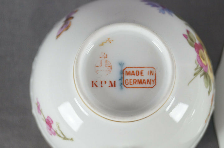 KPM Berlin Hand Painted Dresden Floral Butterfly & Gold Tea Cup & Saucer D