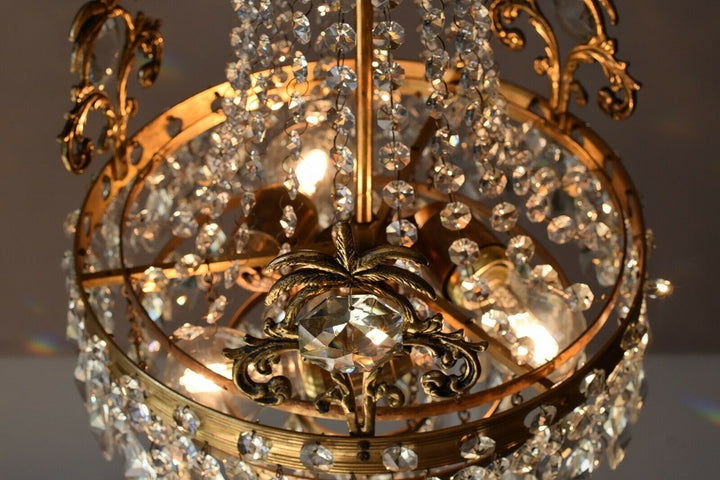 Ornate Antique/ Vintage Crystal Chandelier, Hallway Lighting Light Pendant Lamp