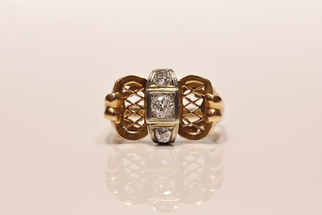アンティーク 18K ナチュラルオールドカットダイヤモンドのヴィクトリアンリング