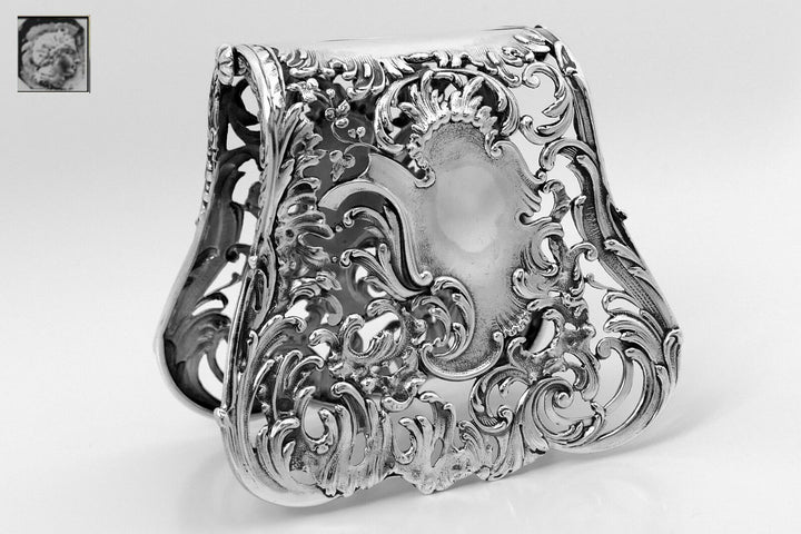 Debain French All Sterling Silver Asparagus, Sandwiches Grip, Art Nouveau