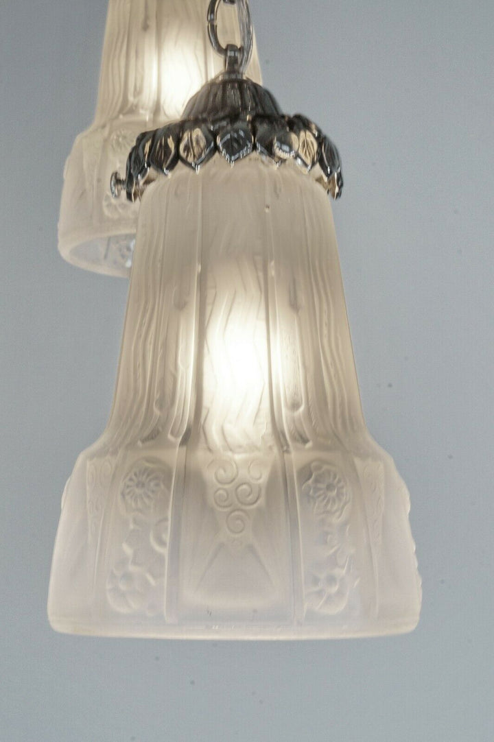PETITOT & MULLER : FRENCH 1930 ART DECO FLUSH MOUNT .. chandelier lamp pendant