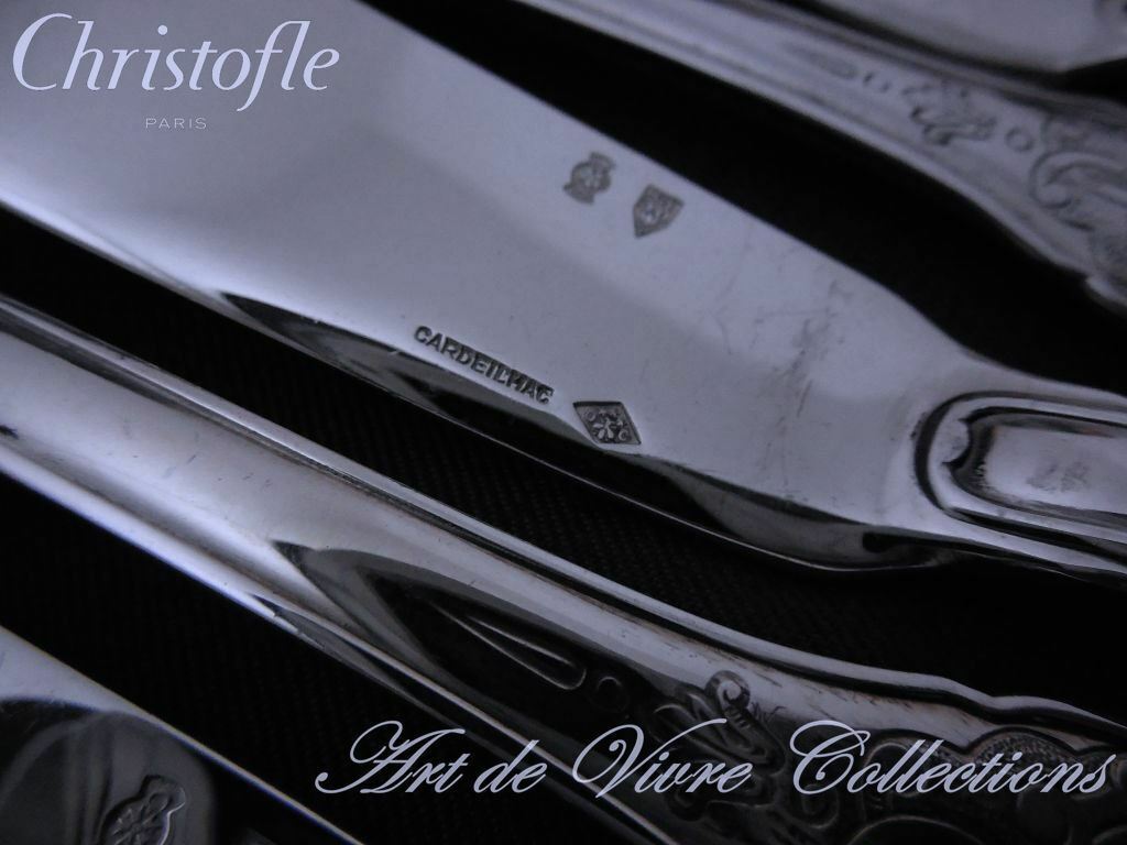 Christofle Cardeilhac STERLING Silver ROYAL CISELE 12 Fish Knives 750gr