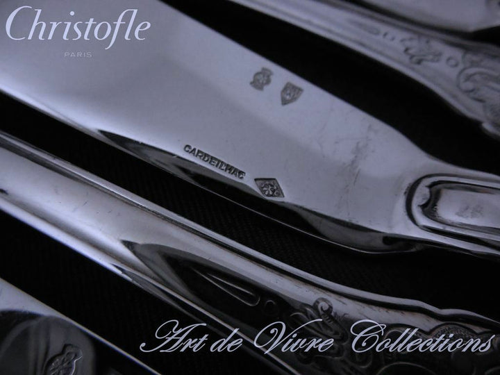 Christofle Cardeilhac STERLING Silver ROYAL CISELE 12 Fish Knives 750gr