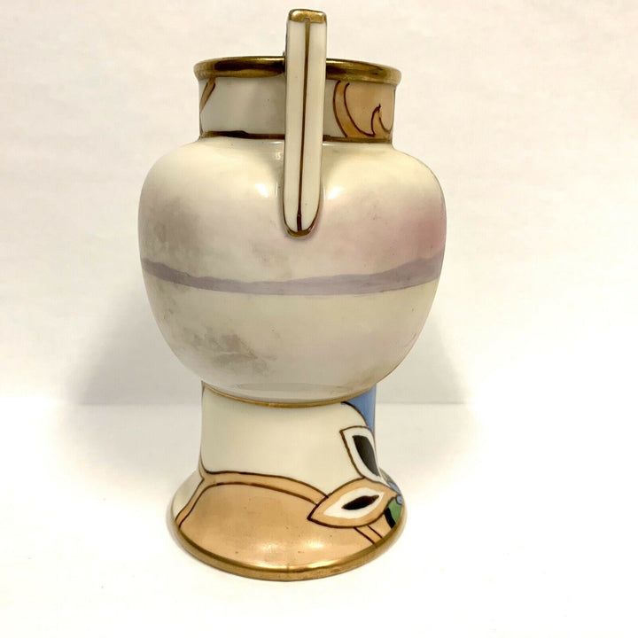 Vintage Nippon Art Deco Vase Hand Painted Morimura Bros Lake w Lotus Tree 6”
