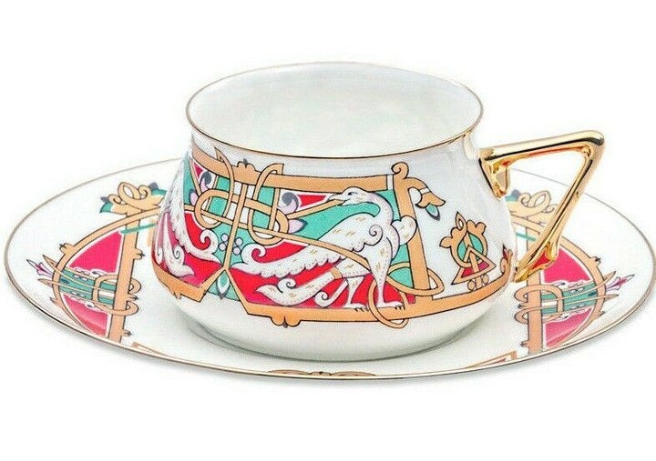 Bilibin Magic Bird Bone China Teacup & Saucer by Imperial Porcelain Lomonosov