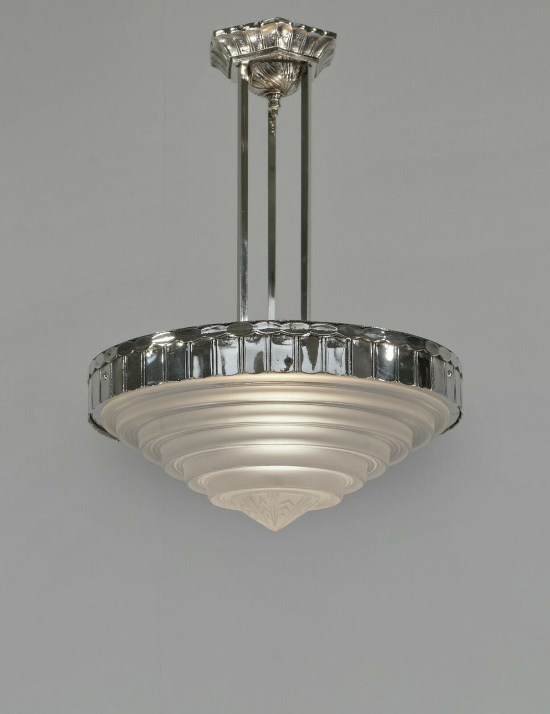 LELEU : FRENCH 1930 ART DECO CHANDELIER .......... 1935 pendant lamp muller era