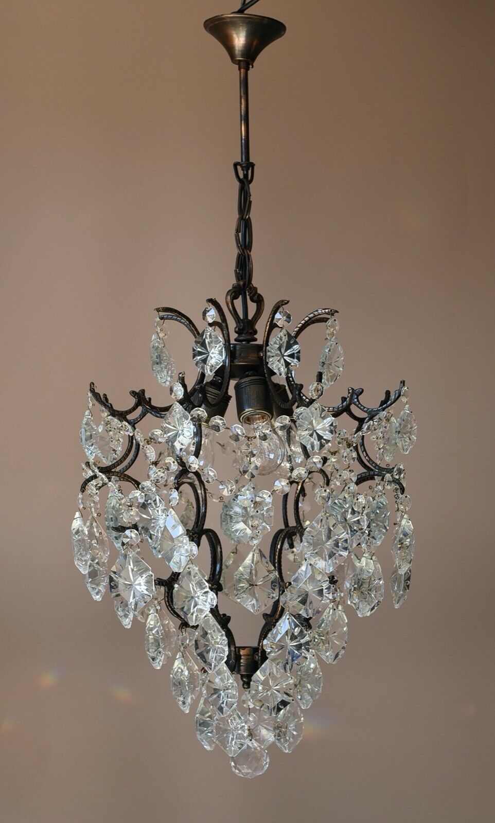 Antique/ Vintage Brass Chandelier, Ceiling lighting Wedding Bridal Pendant Lamp