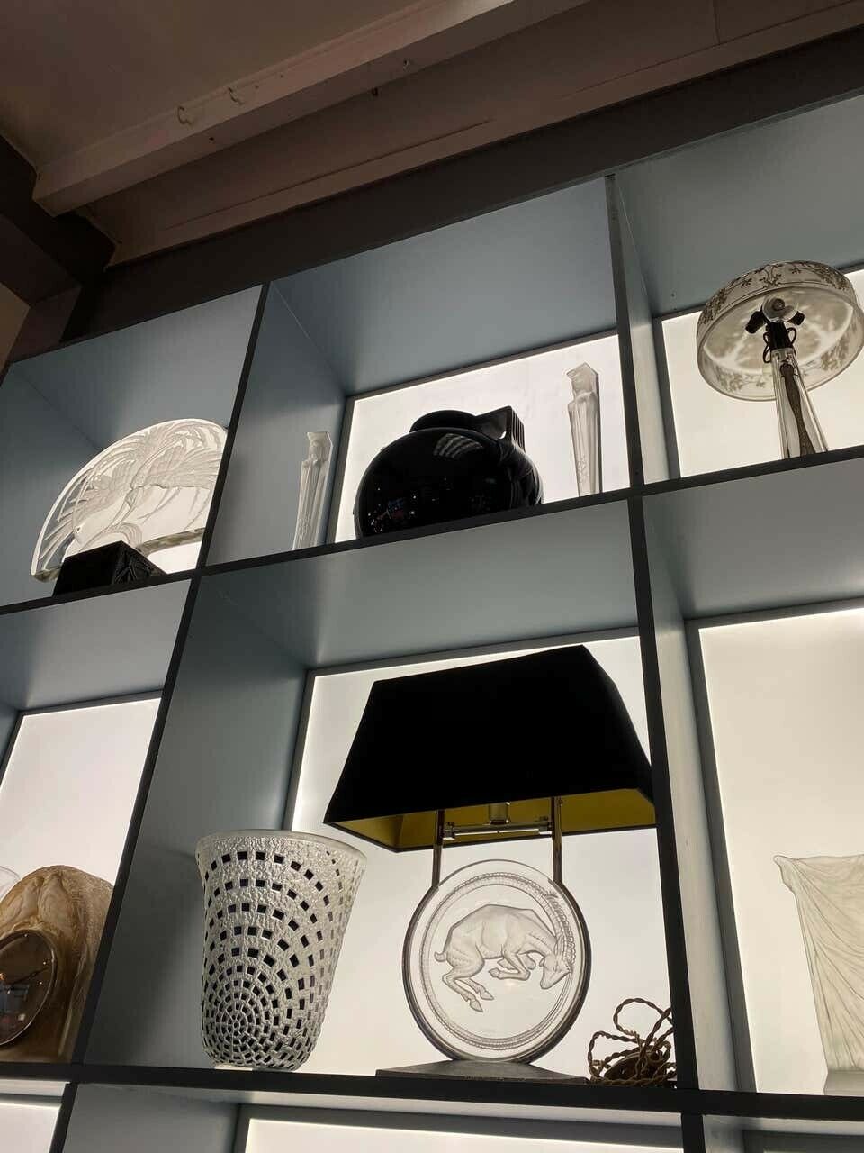 René lalique (1860-1945) : Lampe de cheminée "Bélier"
