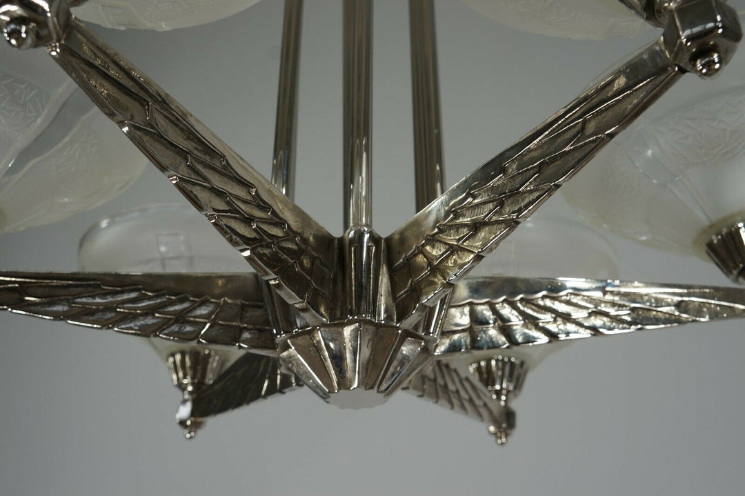 FRENCH 1930 ART DECO CHANDELIER by H.Fournet ...... lamp muller degué era France