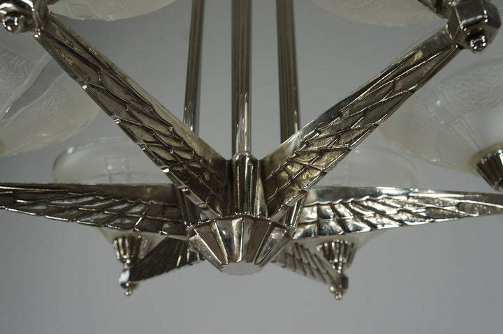 FRENCH 1930 ART DECO CHANDELIER by H.Fournet ...... lamp muller degué era France