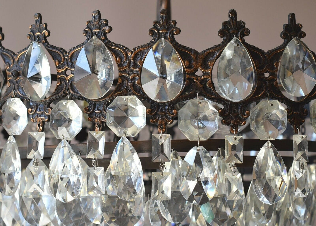Brass Antique/ Vintage Crystal Chandelier, Hallway Lighting Light Pendant Lamp