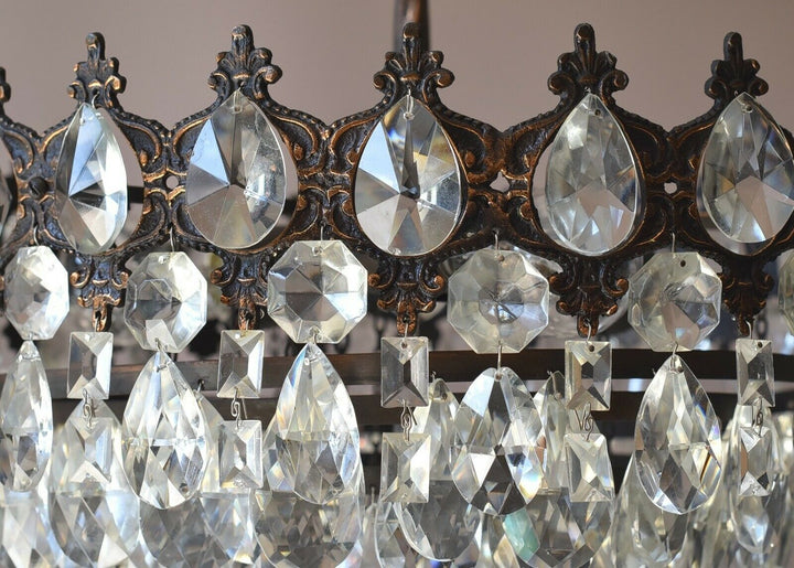 Brass Antique/ Vintage Crystal Chandelier, Hallway Lighting Light Pendant Lamp