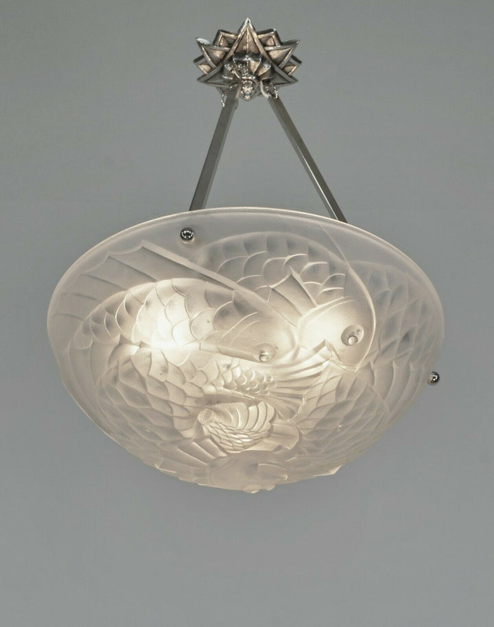 PIERRE GILLES : FRENCH 1930 ART DECO CHANDELIER ... pendant 1925 lamp muller era