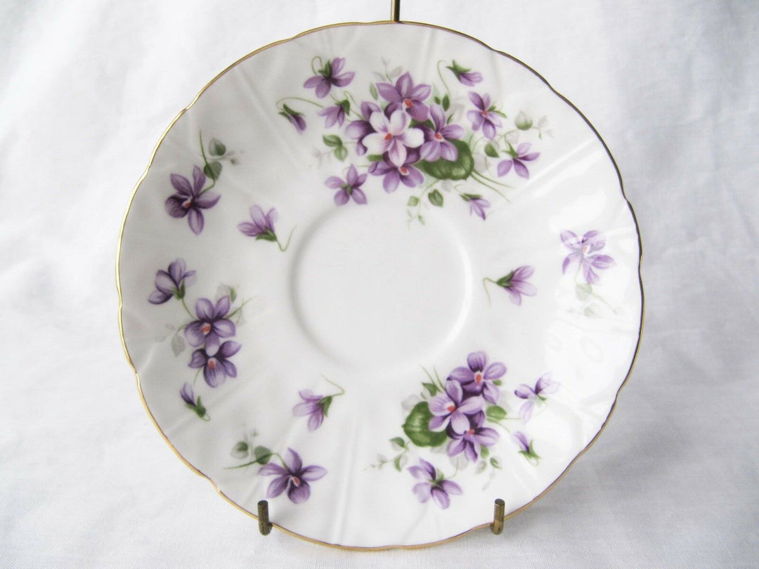 Aynsley Embossed Cup Saucer - Violets Butterfly Pattern
