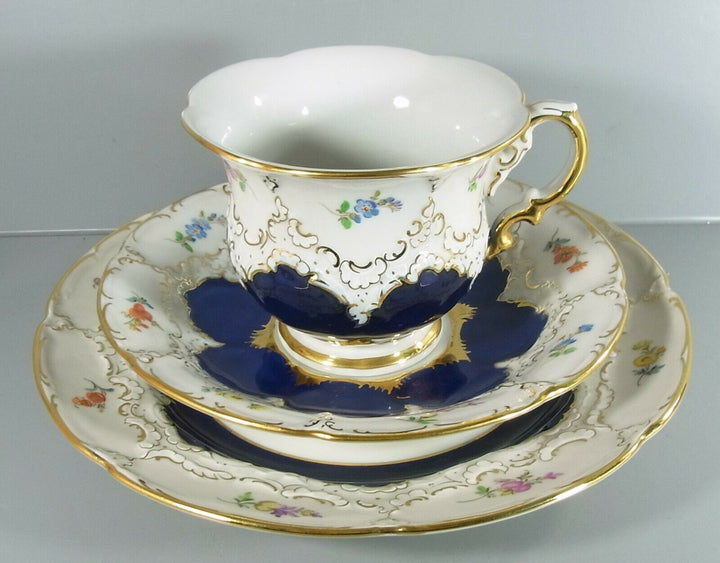 マイセン　B フォーム　コーヒーカップ＆ソーサー＆プレート　コバルトブルー