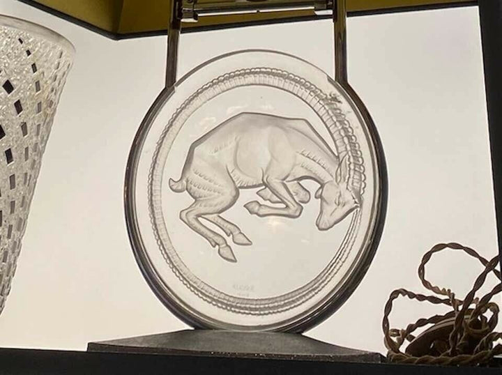 René lalique (1860-1945) : Lampe de cheminée "Bélier"