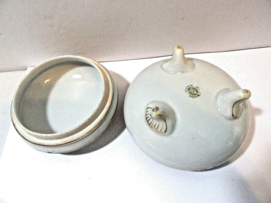 HAND PAINTED COVERED FOOTED JAR VINTAGE NIPPON MORIMURA PRETTY ANTIQUE