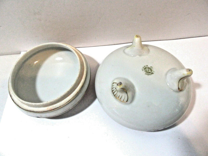 HAND PAINTED COVERED FOOTED JAR VINTAGE NIPPON MORIMURA PRETTY ANTIQUE