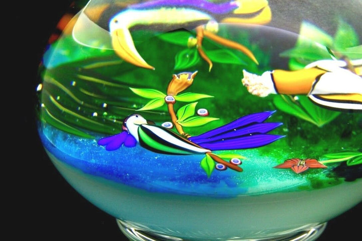 BACCARAT Three birds Art Glass pacifique Lt Ed Footed Paperweight,Apr 5.25"Hx5"W