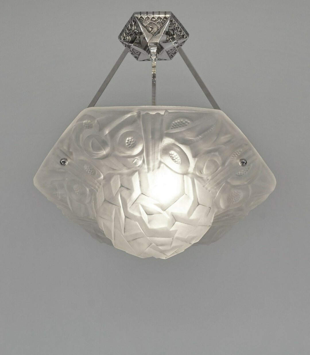 DEGUE : FRENCH 1930 ART DECO CHANDELIER PENDANT WITH BOWL .... lamp muller era
