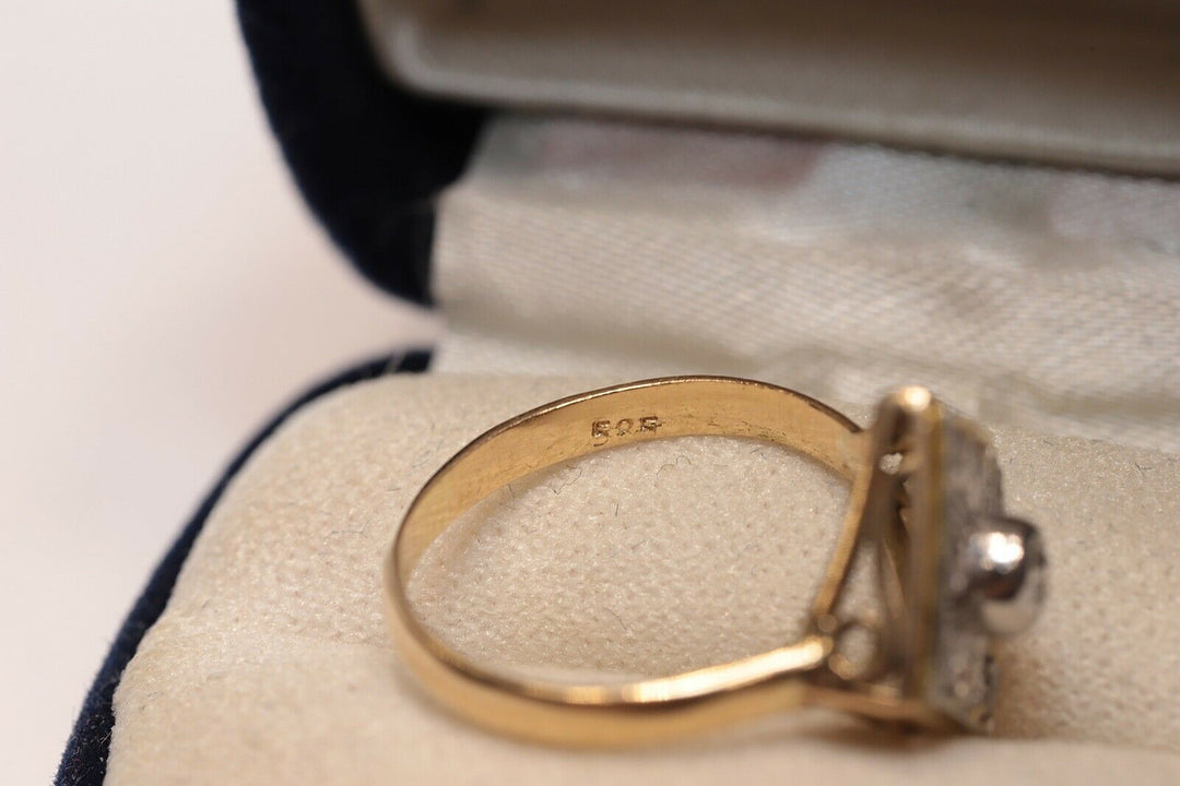 アンティーク アールデコ オリジナル 14K ナチュラルダイヤモンドのナヴェットリング
